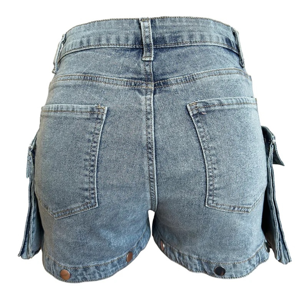 High-Waisted Detachable Cargo Overlay Jeans - Picture 7 of 8